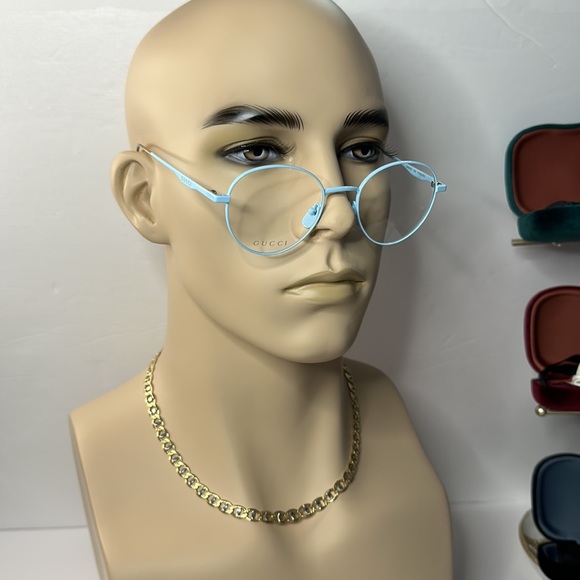 Gucci Other - Auth - New- Men GUCCI ROUND LIGHT BLUE LIGHT BLUE TRANSPARENT OPTICAL FRAMESGG0…